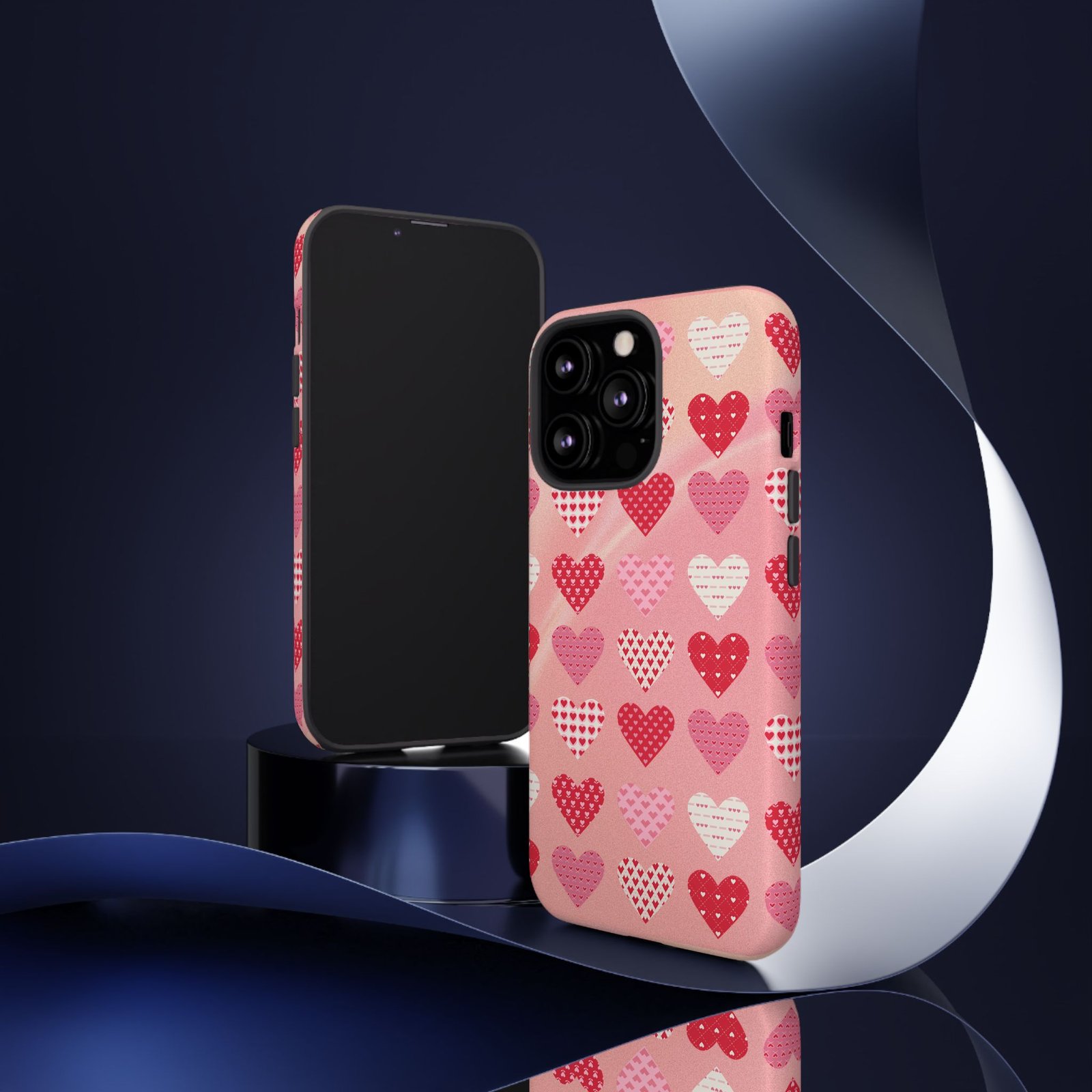 Pink Patterned Hearts phone case | Valentine Heart Phone Case - Image 20
