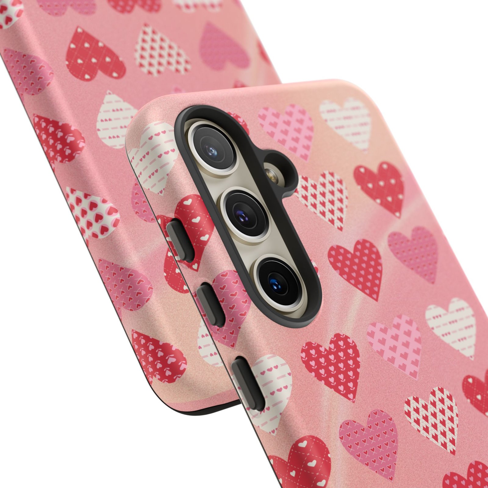 Pink Patterned Hearts phone case | Valentine Heart Phone Case - Image 154