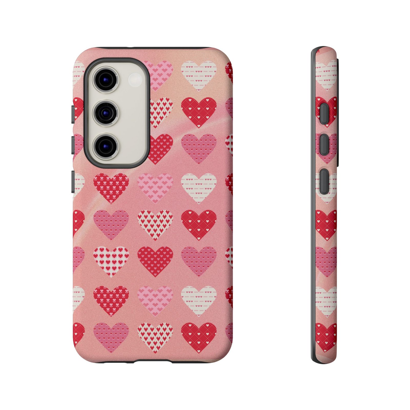 Pink Patterned Hearts phone case | Valentine Heart Phone Case - Image 89