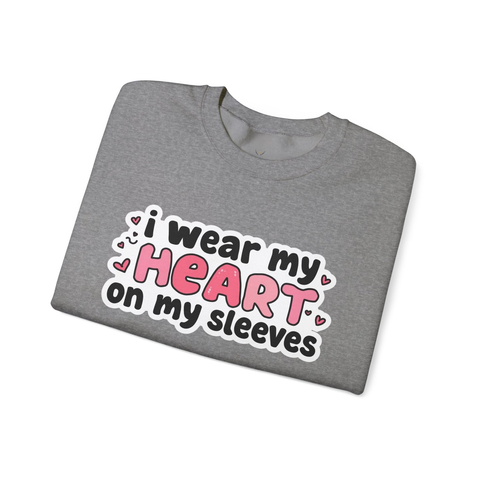 Cute Strong Heart Crewneck Sweatshirt — Kawaii Flexing Heart Graphic - Image 42