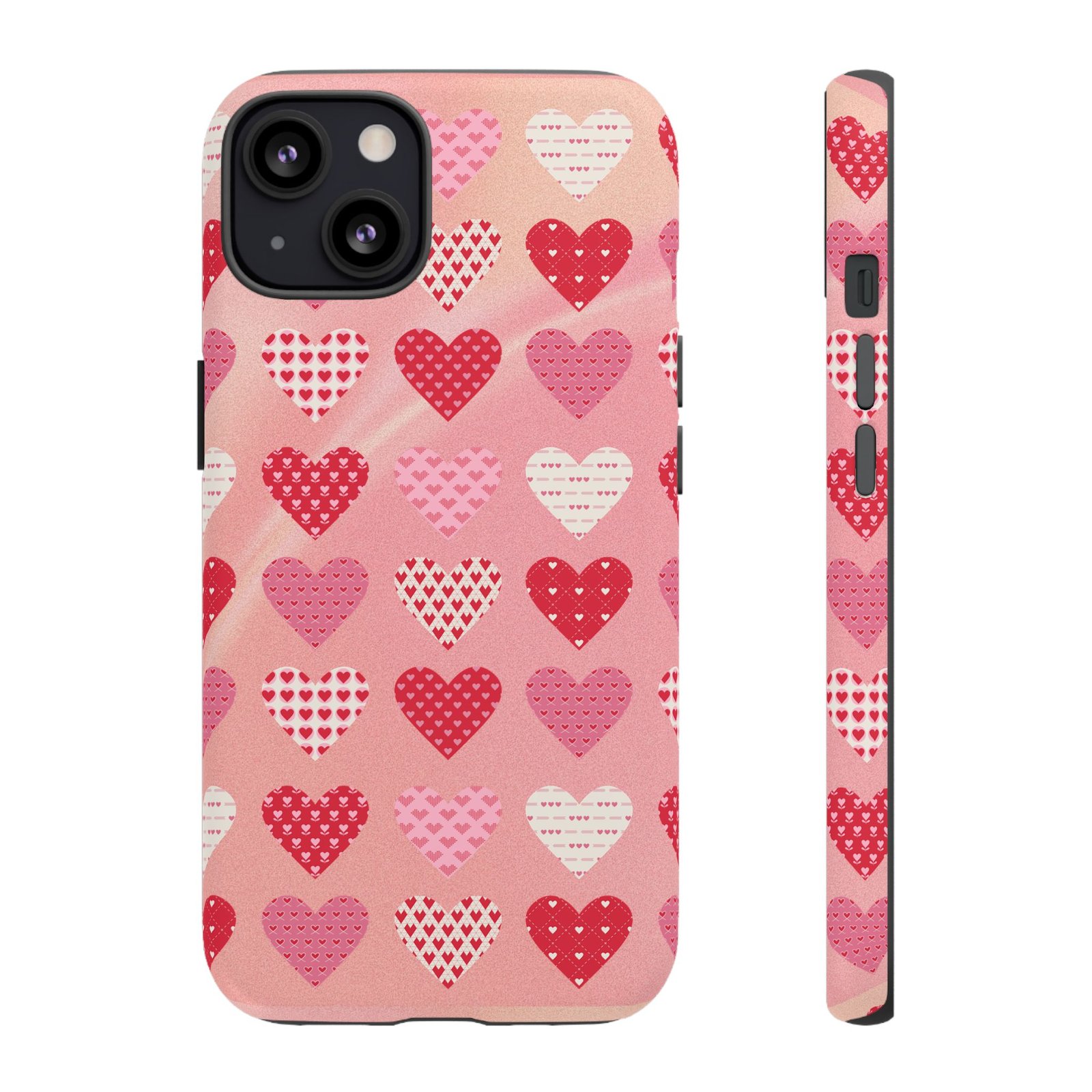 Pink Patterned Hearts phone case | Valentine Heart Phone Case - Image 11