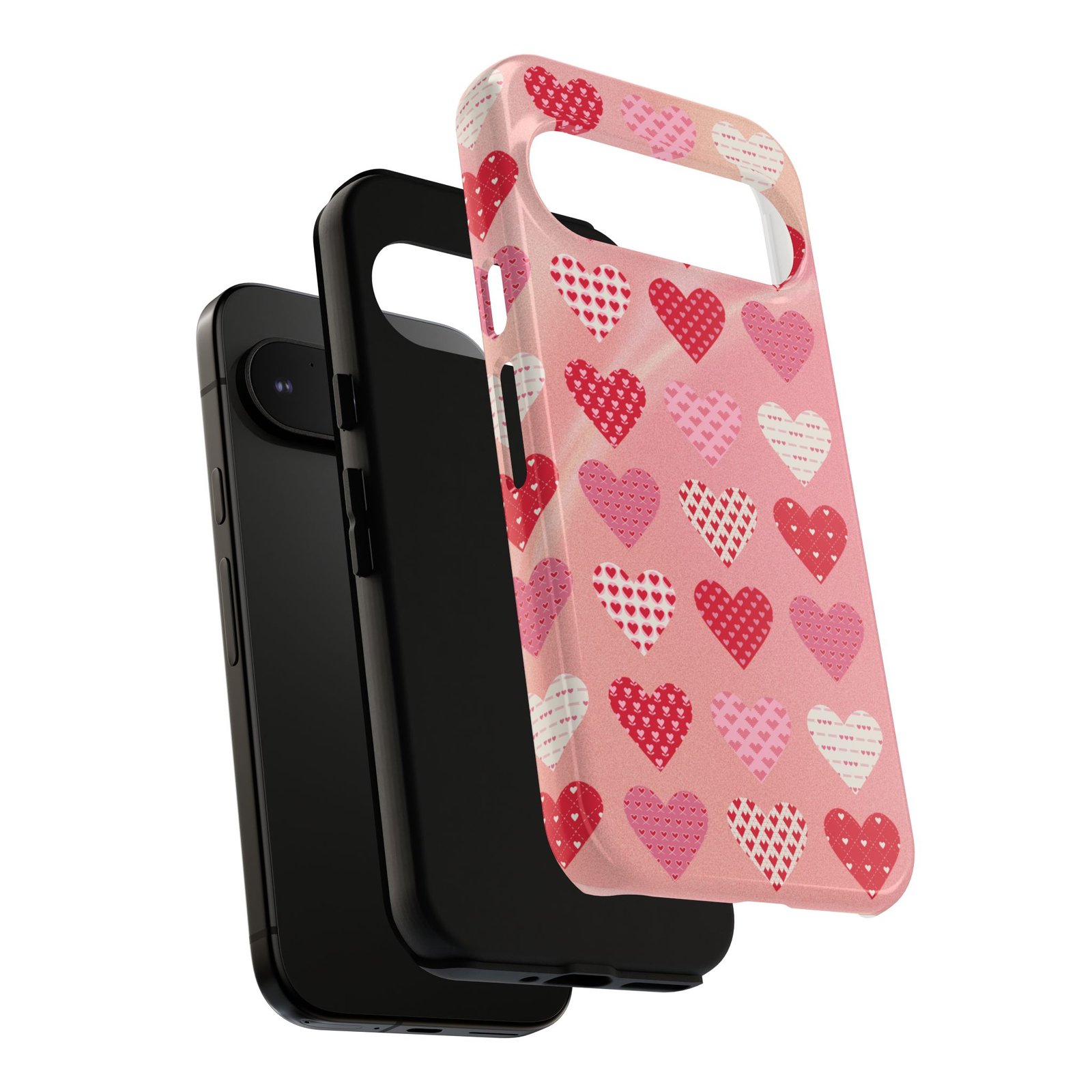 Pink Patterned Hearts phone case | Valentine Heart Phone Case - Image 229