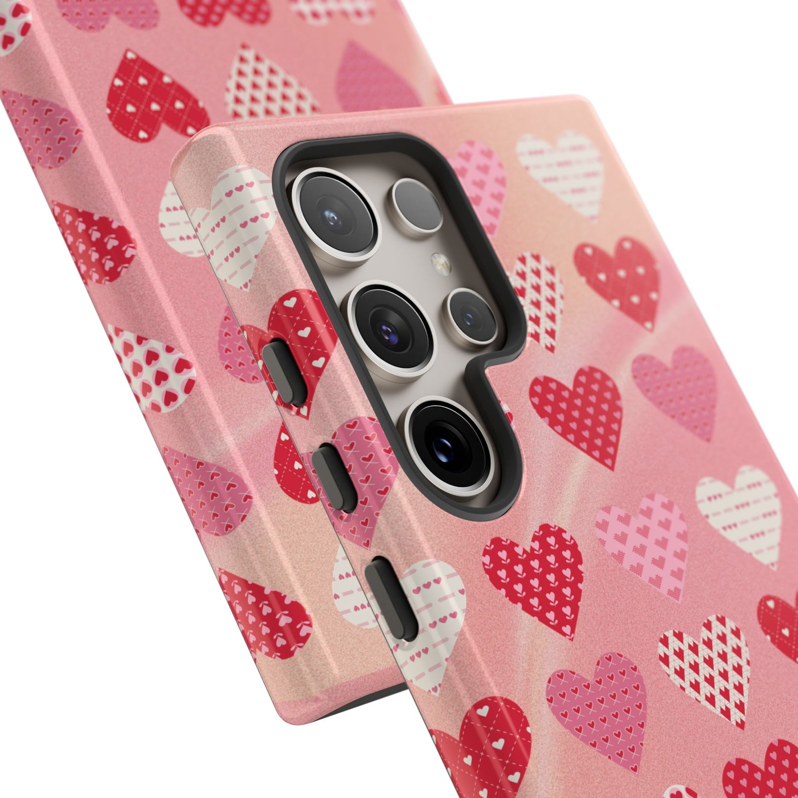 Pink Patterned Hearts phone case | Valentine Heart Phone Case - Image 166