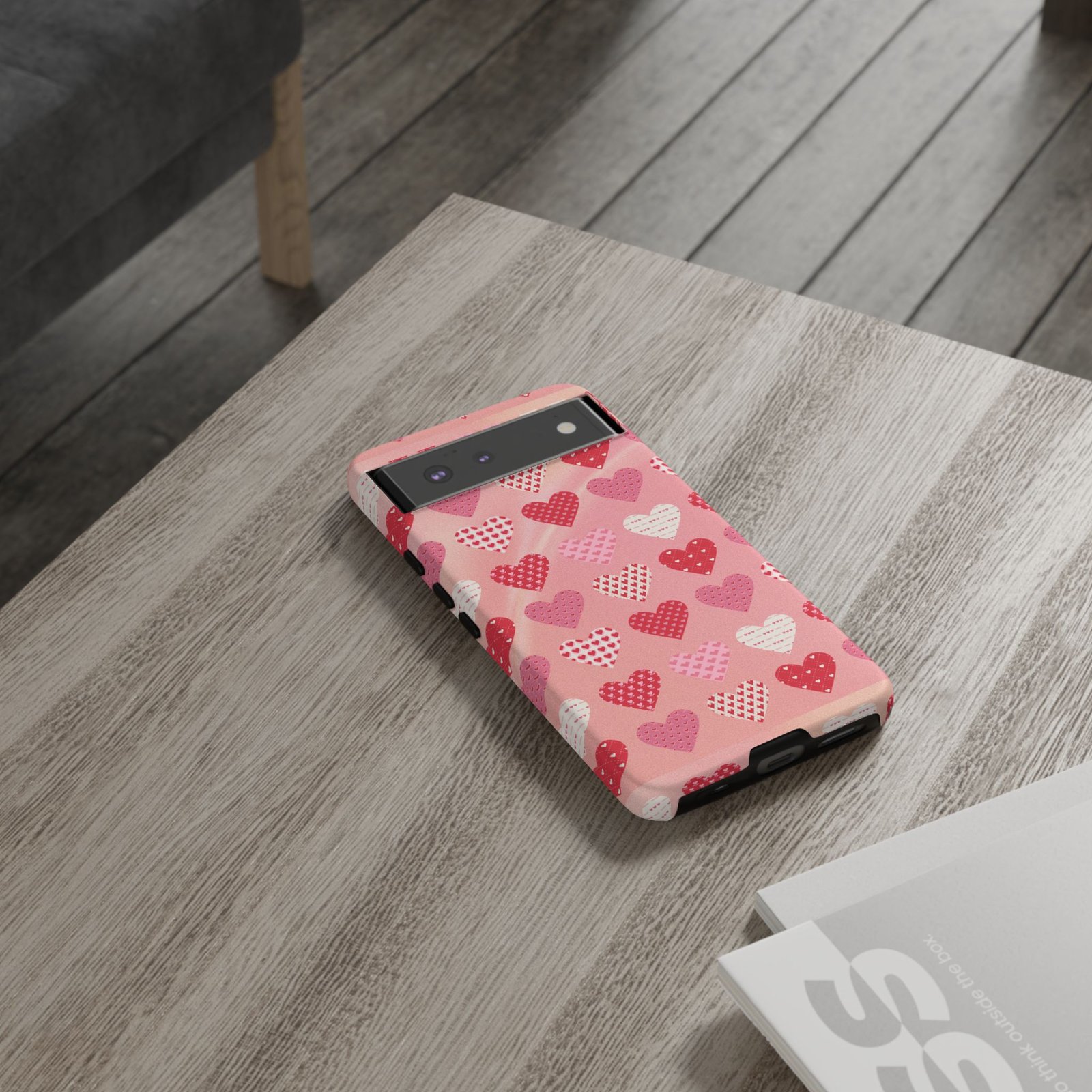 Pink Patterned Hearts phone case | Valentine Heart Phone Case - Image 40