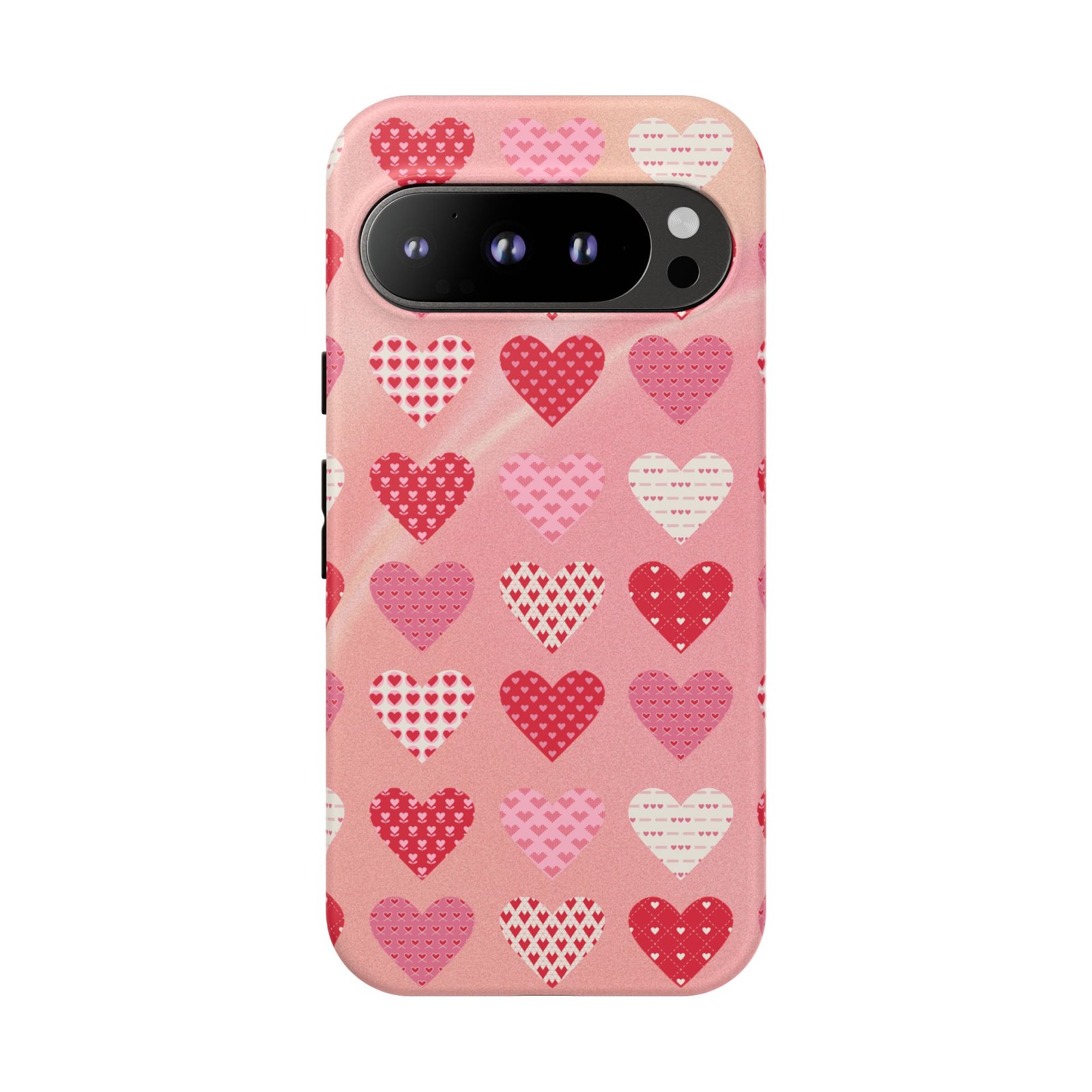 Pink Patterned Hearts phone case | Valentine Heart Phone Case - Image 230