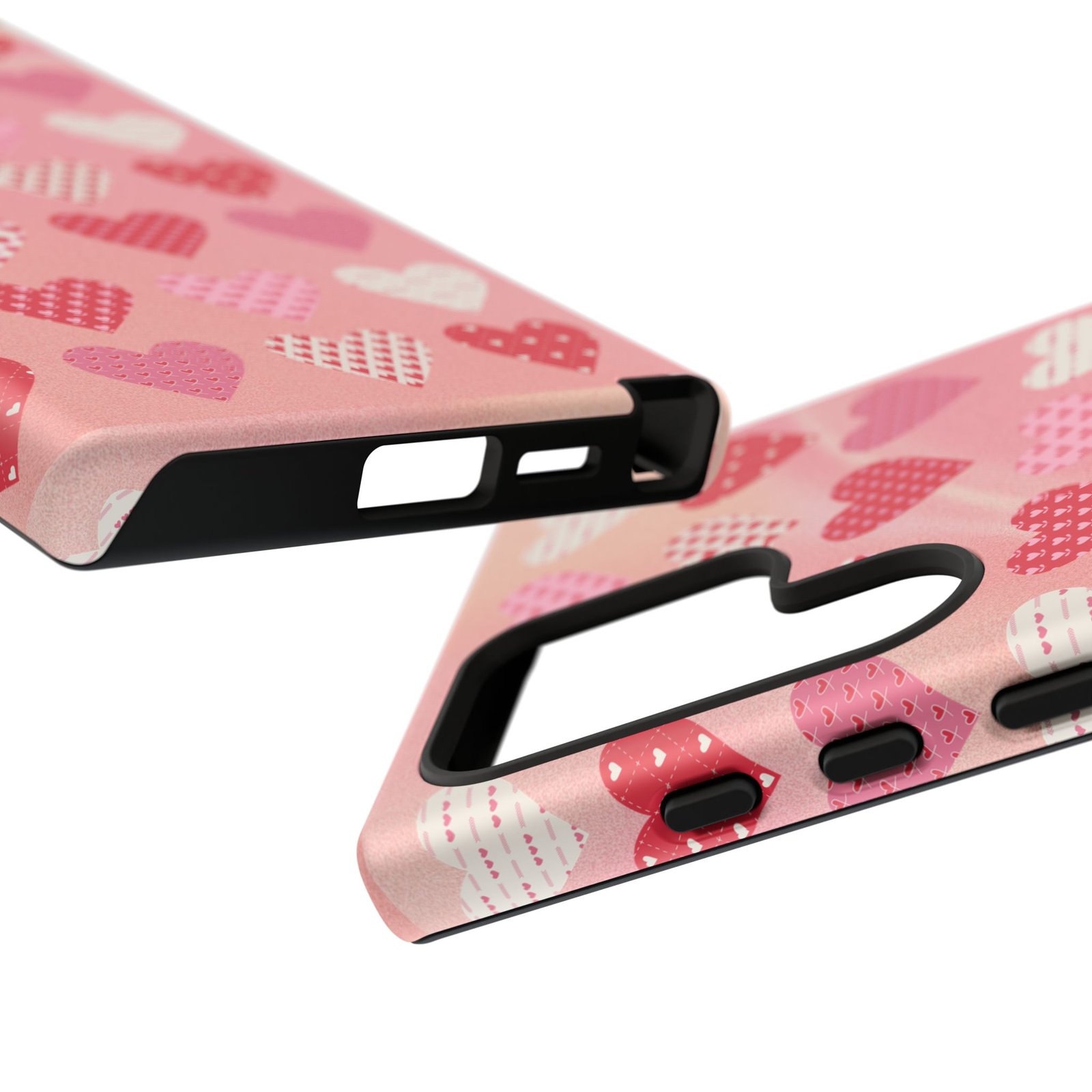 Pink Patterned Hearts phone case | Valentine Heart Phone Case - Image 171