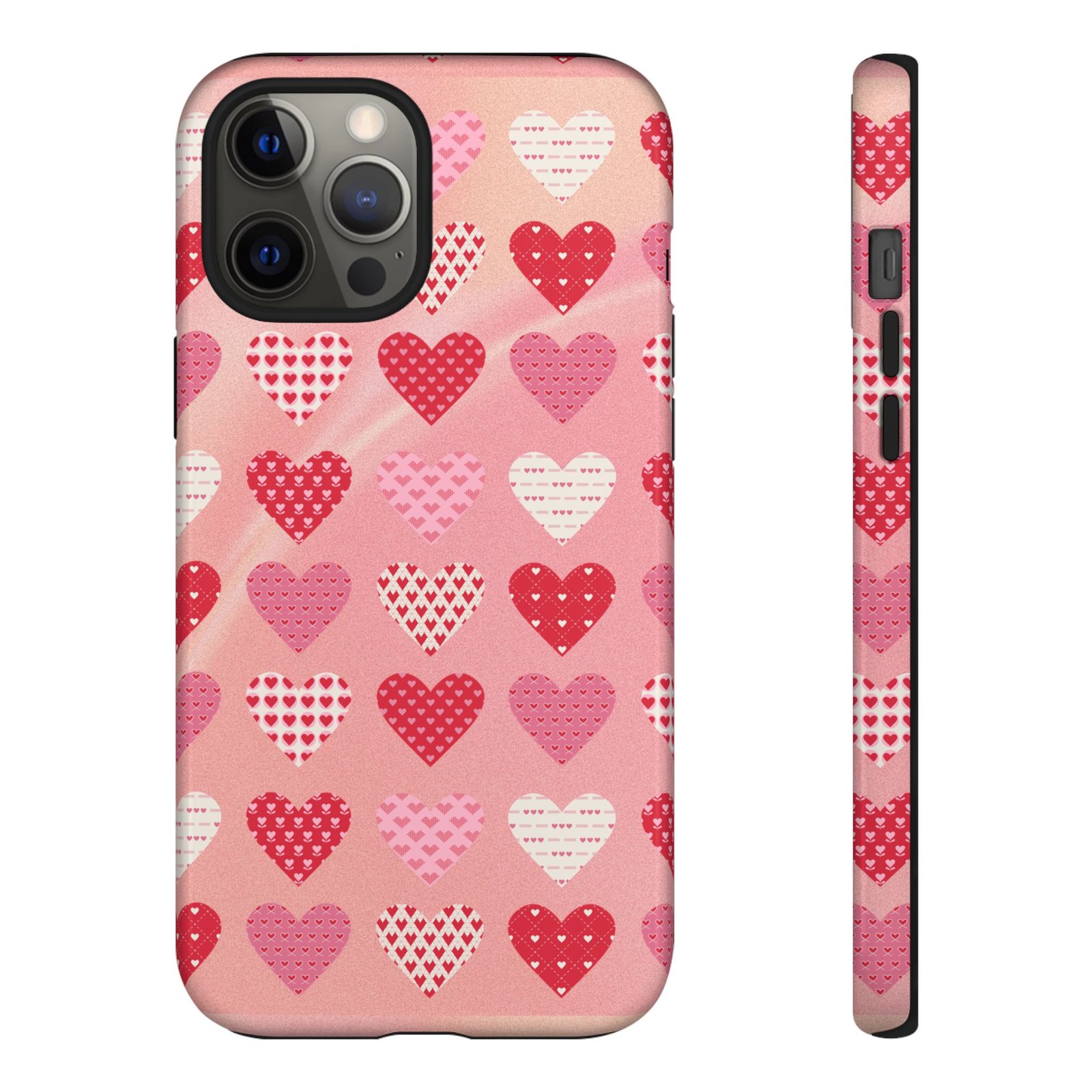 Pink Patterned Hearts phone case | Valentine Heart Phone Case - Image 7