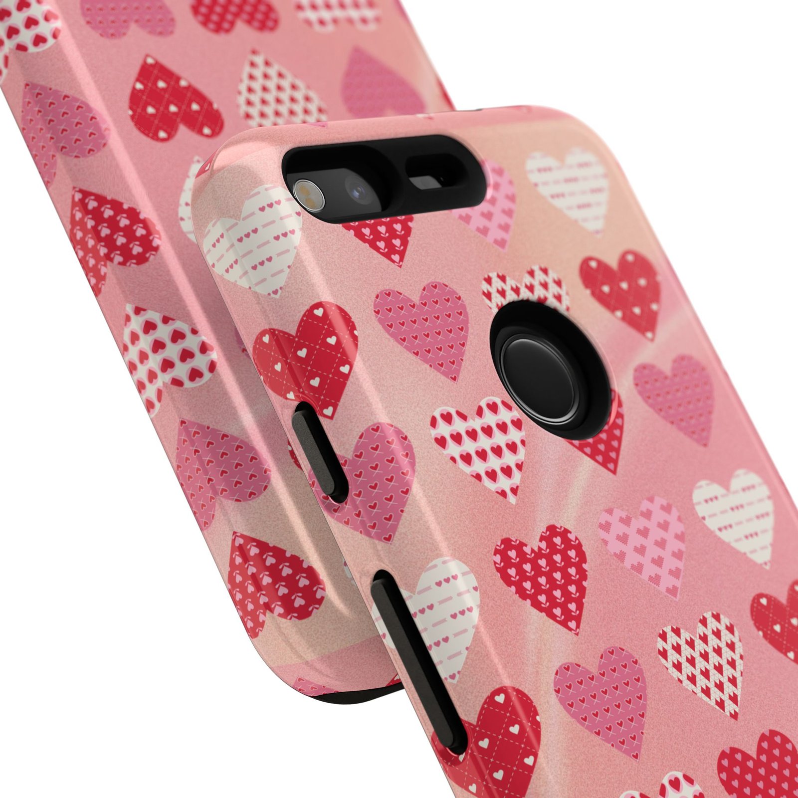Pink Patterned Hearts phone case | Valentine Heart Phone Case - Image 240