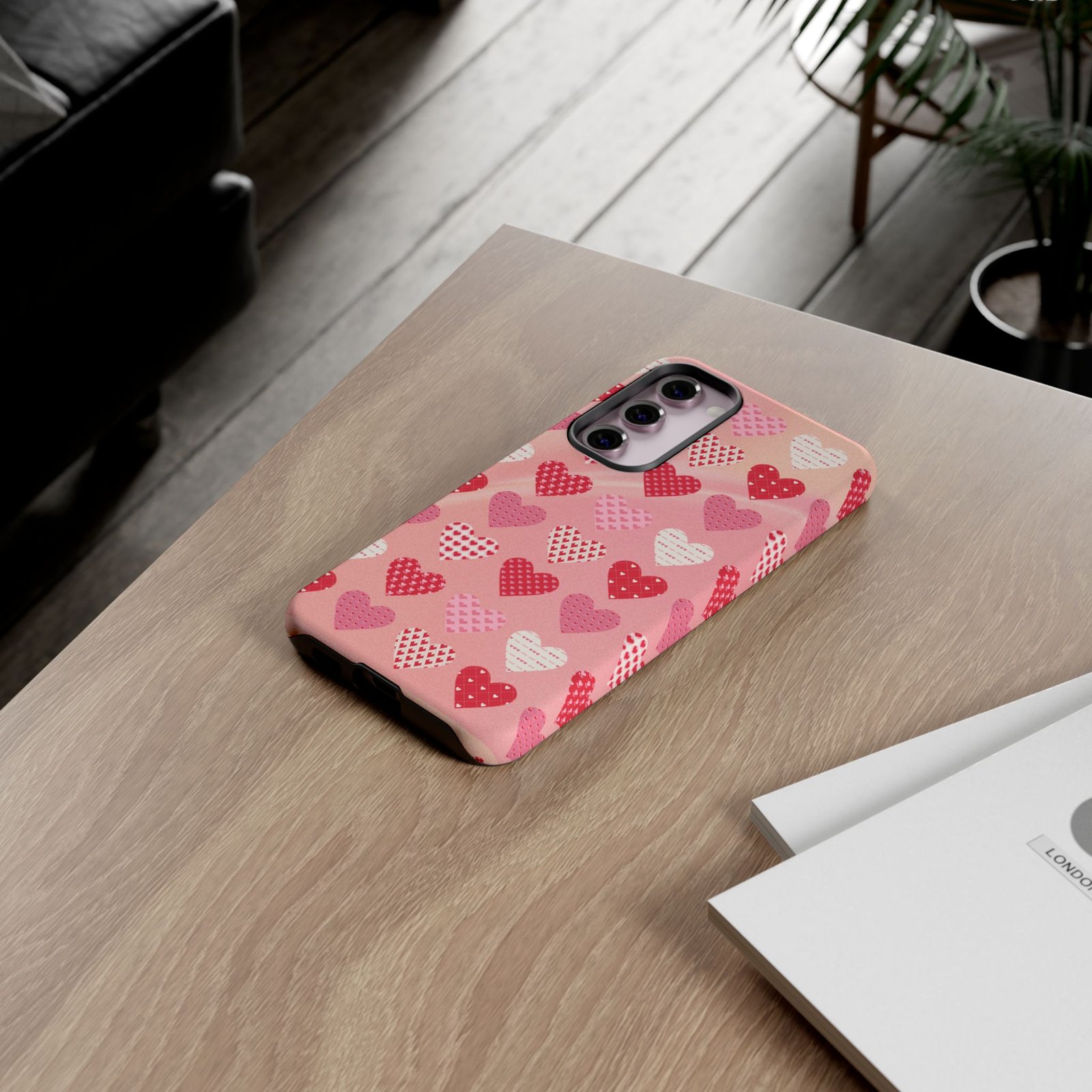 Pink Patterned Hearts phone case | Valentine Heart Phone Case - Image 100
