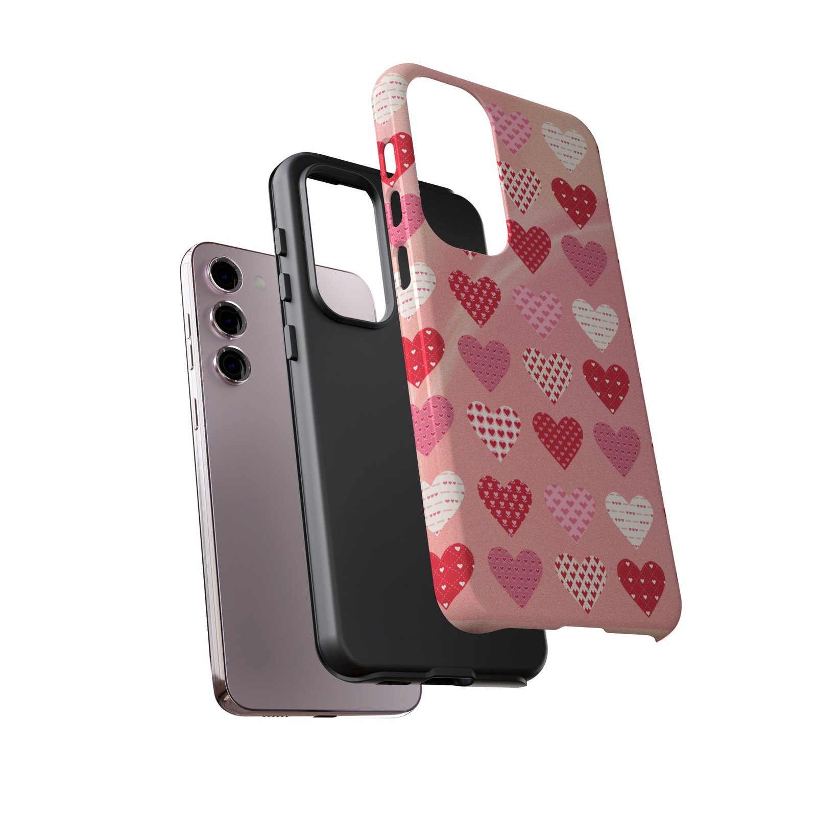 Pink Patterned Hearts phone case | Valentine Heart Phone Case - Image 95