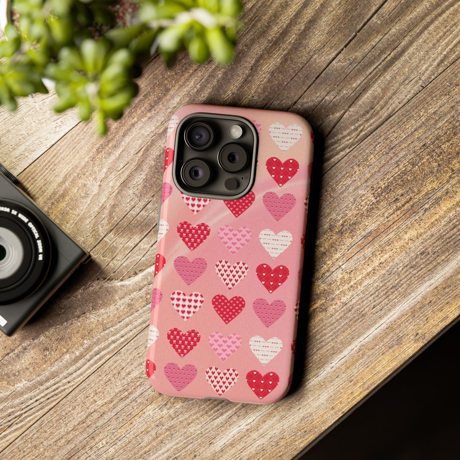 Pink Patterned Hearts phone case | Valentine Heart Phone Case - Image 139
