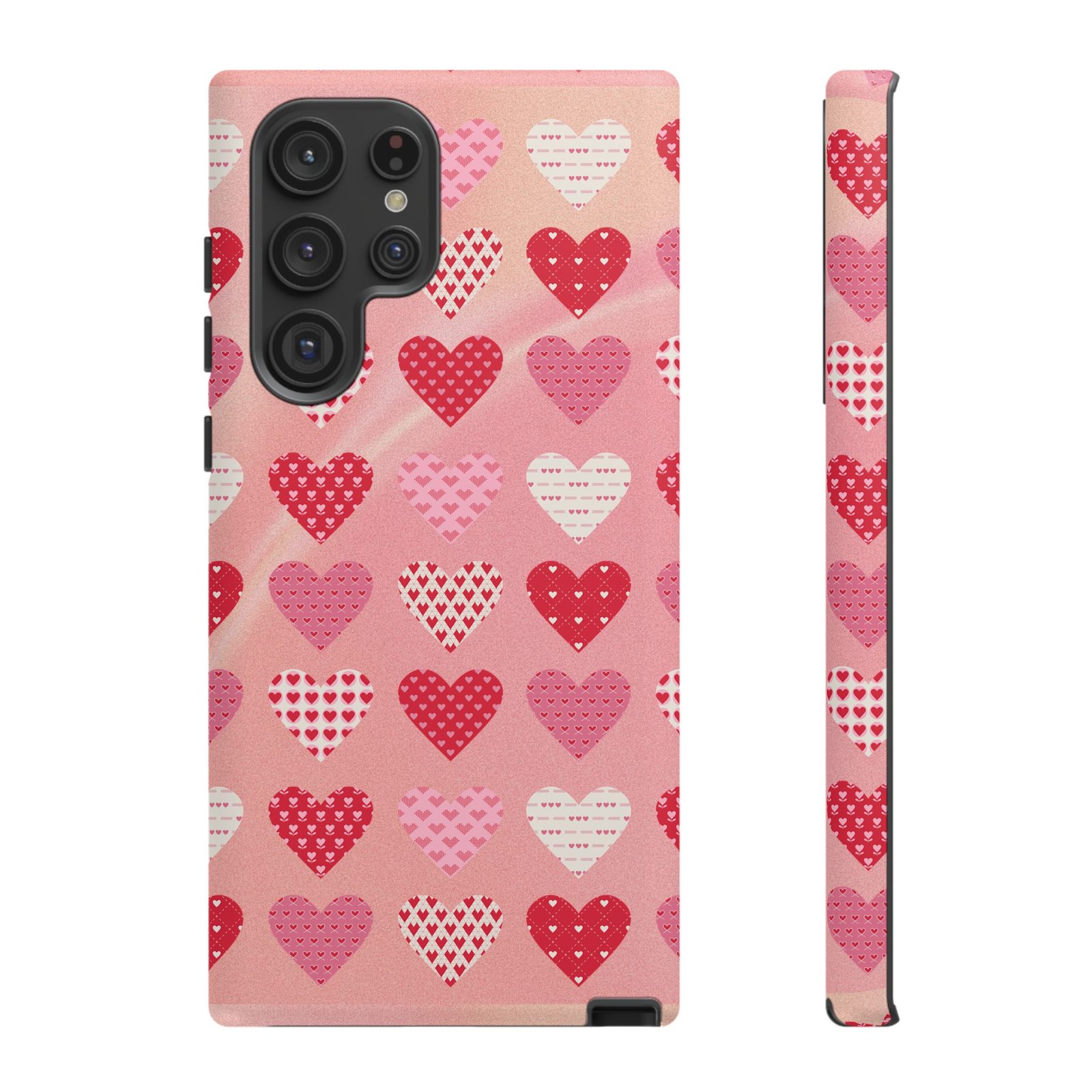 Pink Patterned Hearts phone case | Valentine Heart Phone Case - Image 51