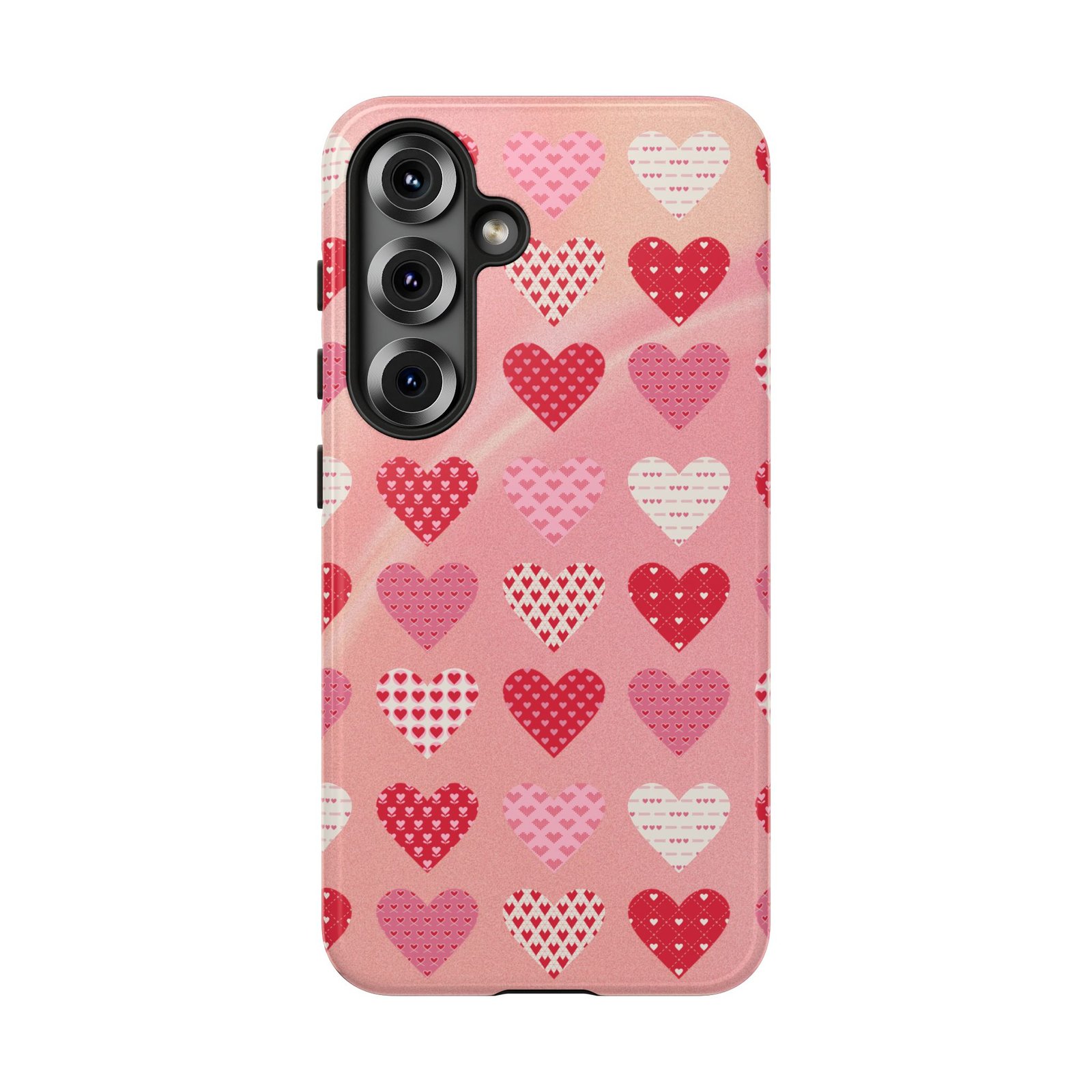 Pink Patterned Hearts phone case | Valentine Heart Phone Case - Image 245