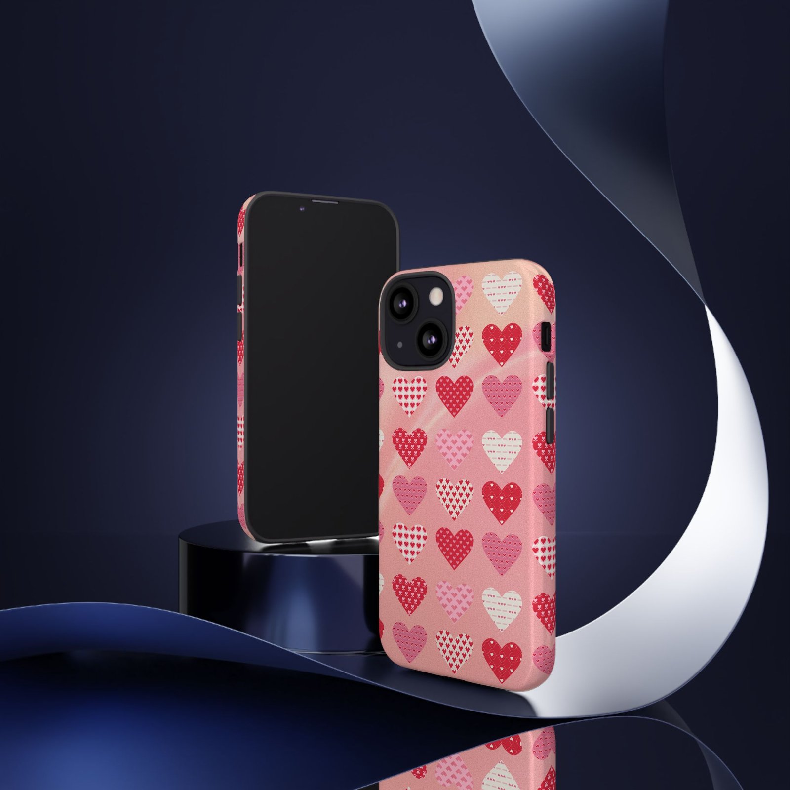 Pink Patterned Hearts phone case | Valentine Heart Phone Case - Image 14