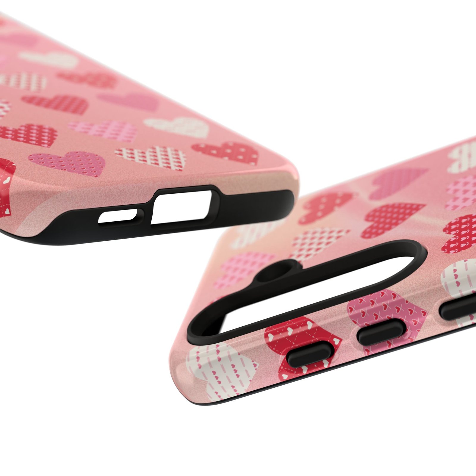 Pink Patterned Hearts phone case | Valentine Heart Phone Case - Image 151