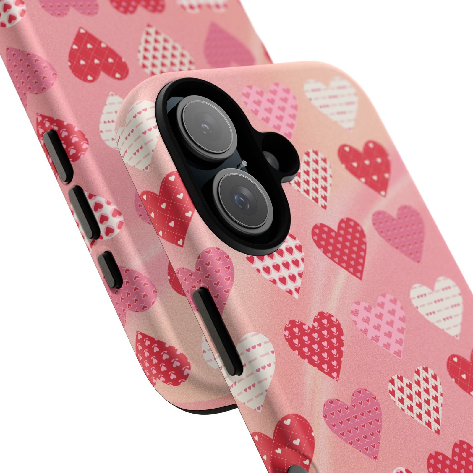 Pink Patterned Hearts phone case | Valentine Heart Phone Case - Image 194