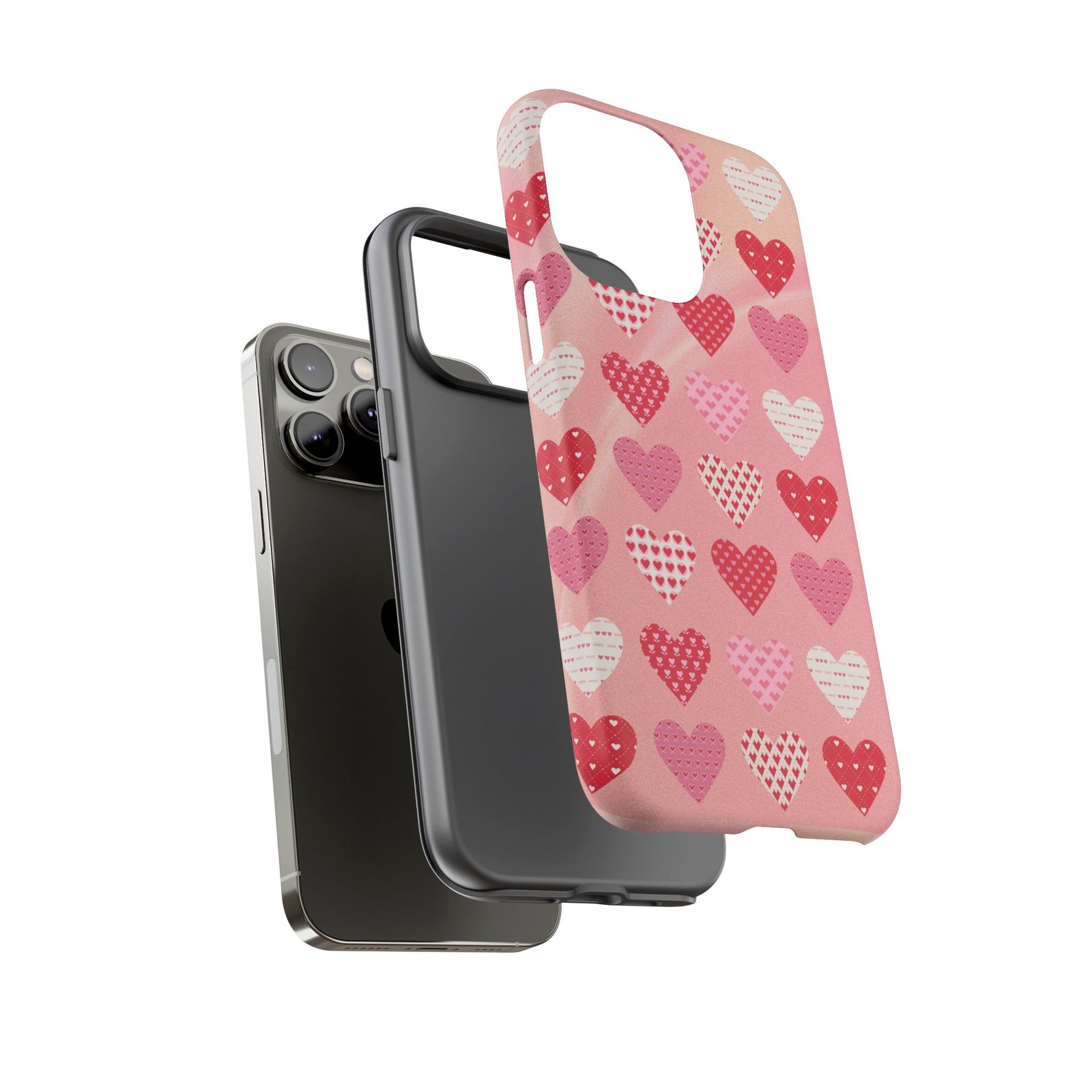 Pink Patterned Hearts phone case | Valentine Heart Phone Case - Image 83