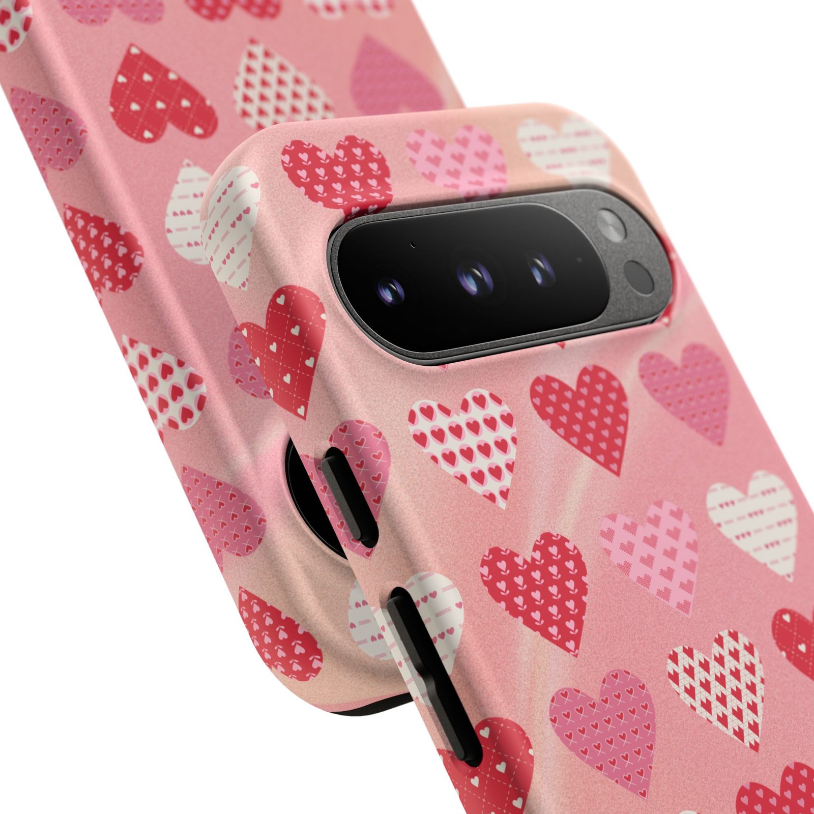 Pink Patterned Hearts phone case | Valentine Heart Phone Case - Image 231