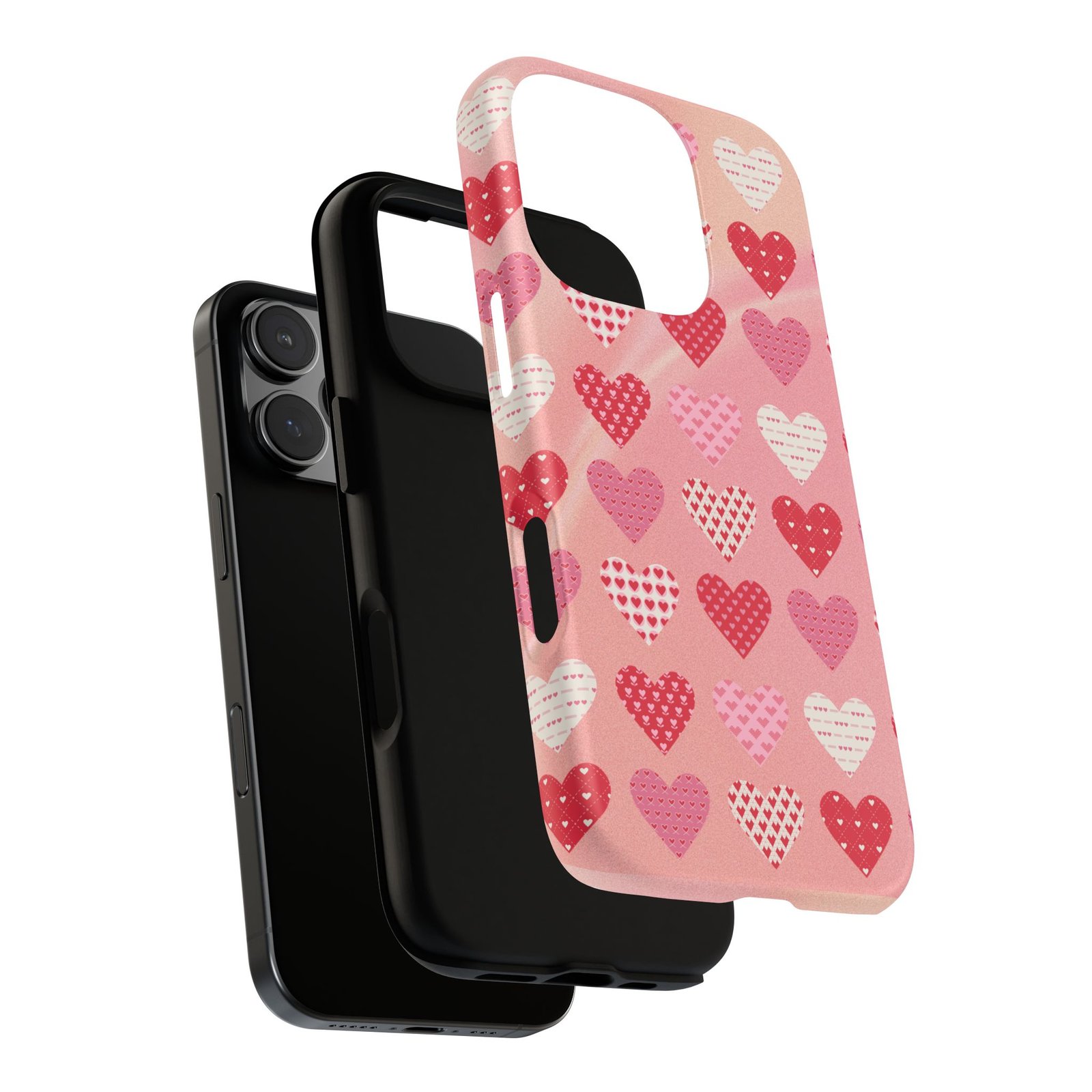 Pink Patterned Hearts phone case | Valentine Heart Phone Case - Image 211