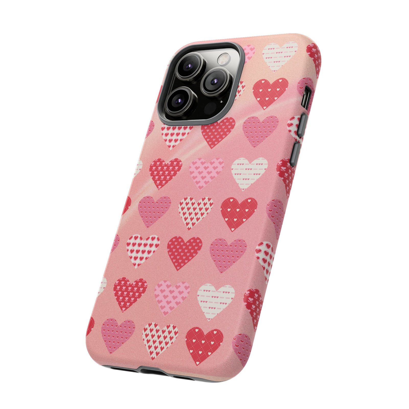 Pink Patterned Hearts phone case | Valentine Heart Phone Case - Image 82