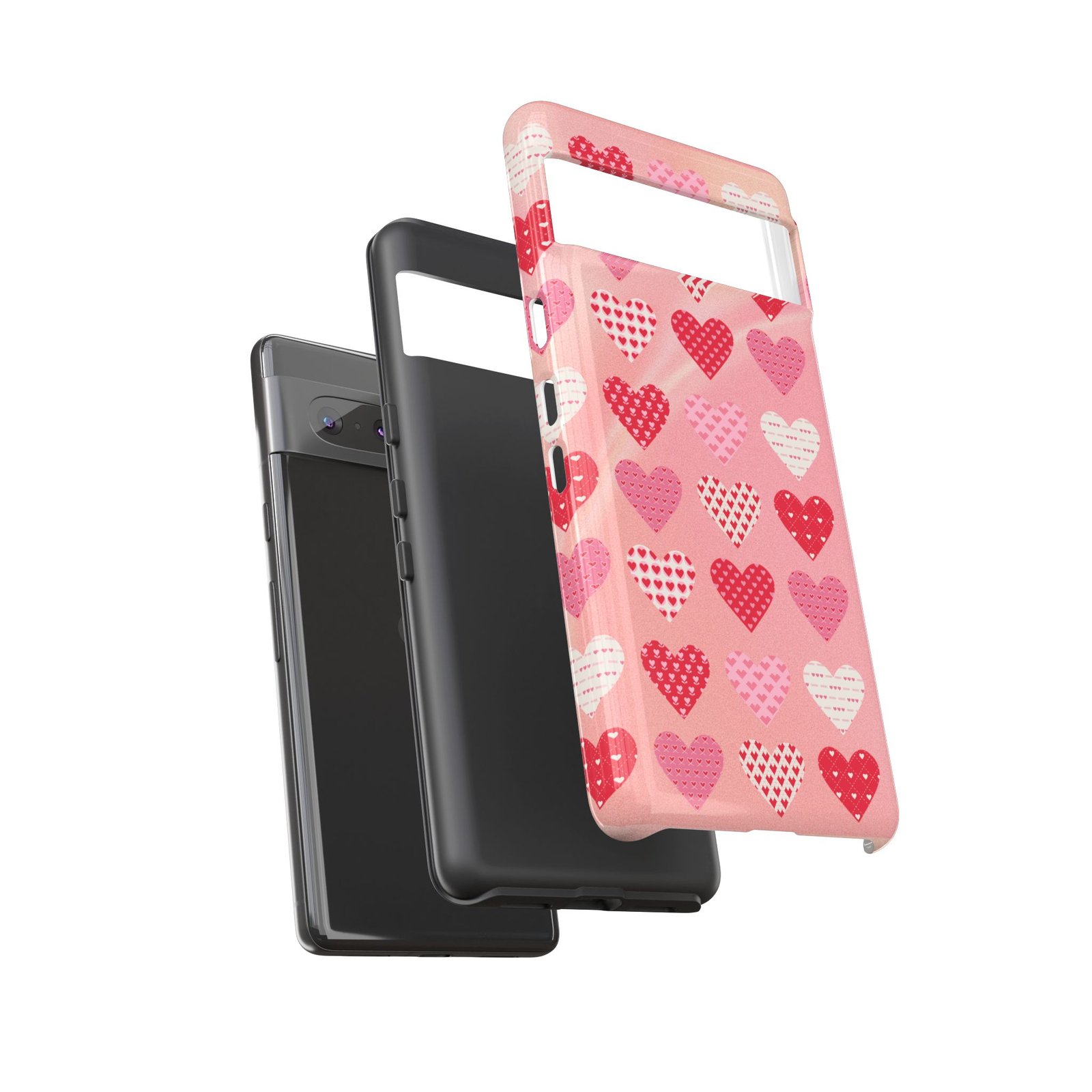Pink Patterned Hearts phone case | Valentine Heart Phone Case - Image 111