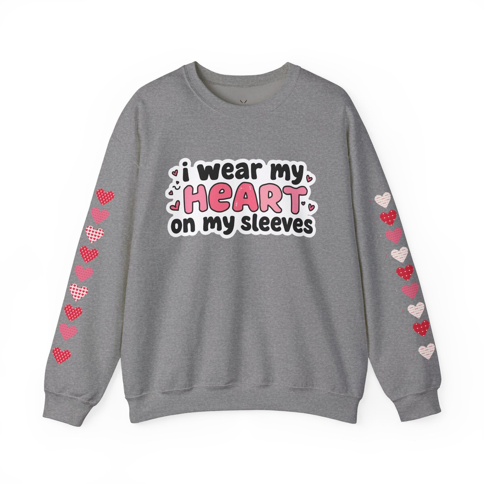 Cute Strong Heart Crewneck Sweatshirt — Kawaii Flexing Heart Graphic - Image 36