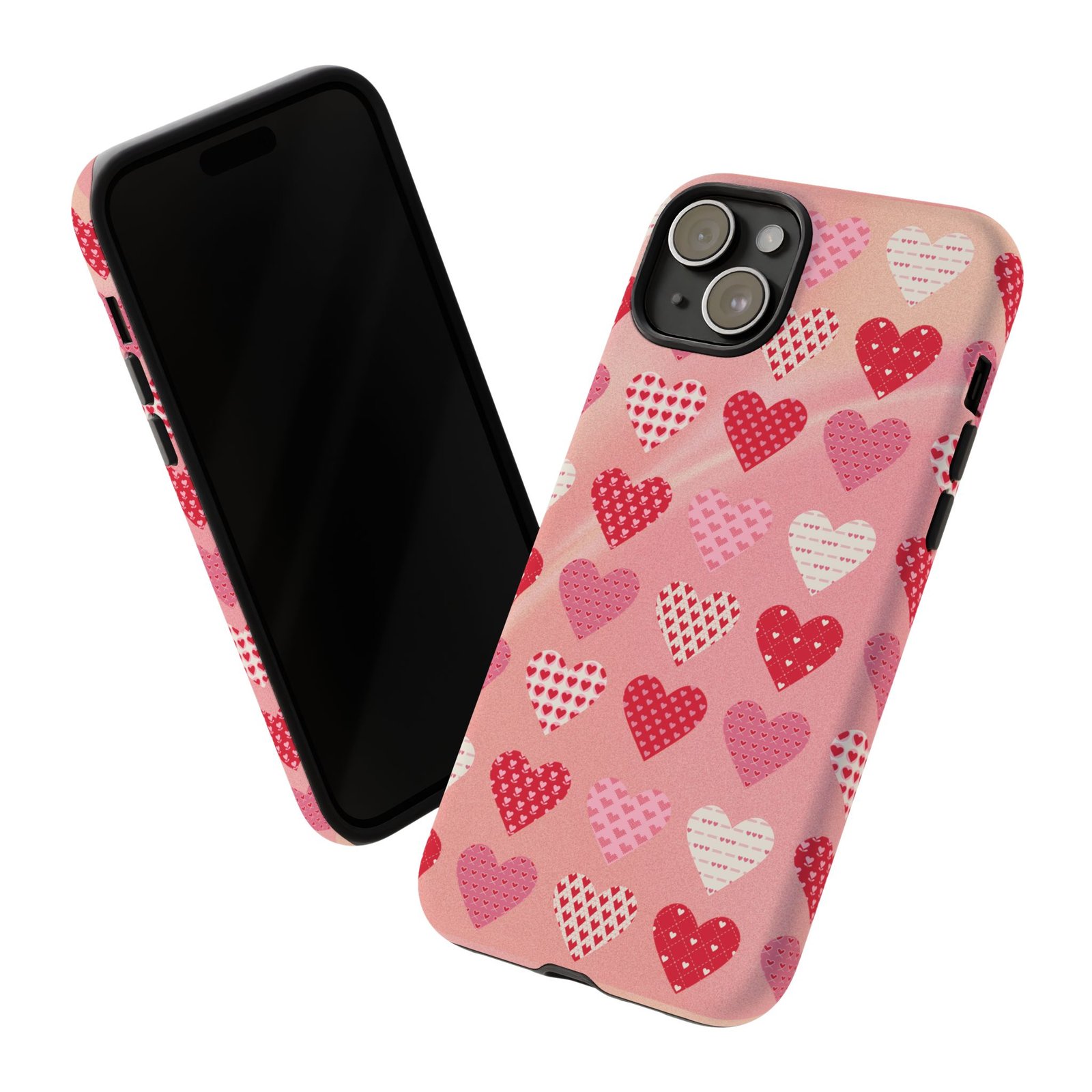 Pink Patterned Hearts phone case | Valentine Heart Phone Case - Image 135