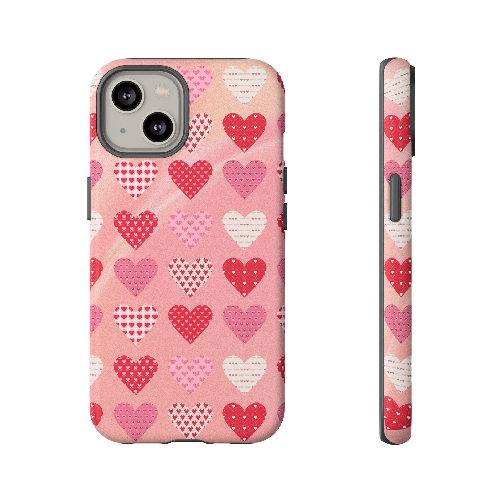 Pink Patterned Hearts phone case | Valentine Heart Phone Case - Image 57