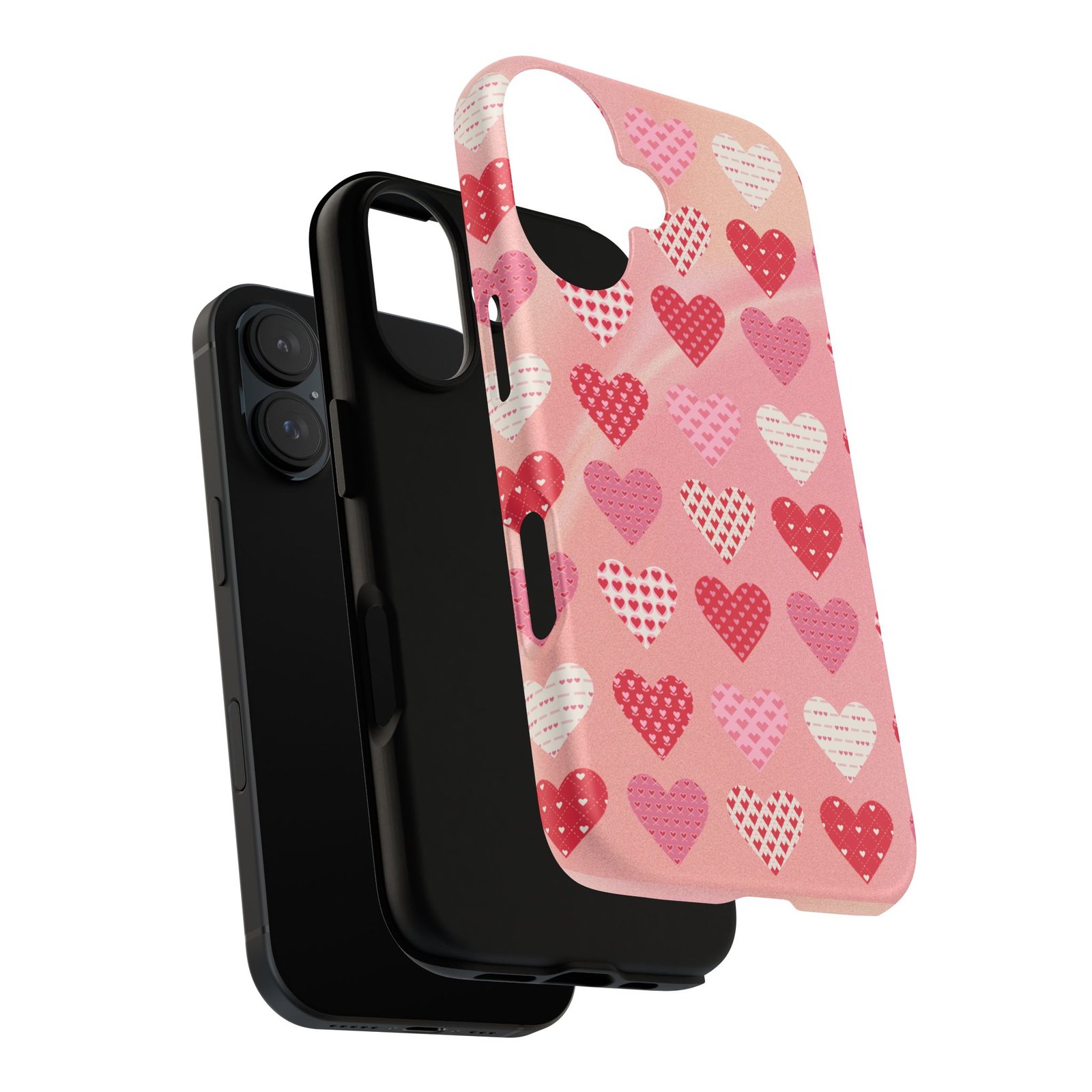 Pink Patterned Hearts phone case | Valentine Heart Phone Case - Image 195