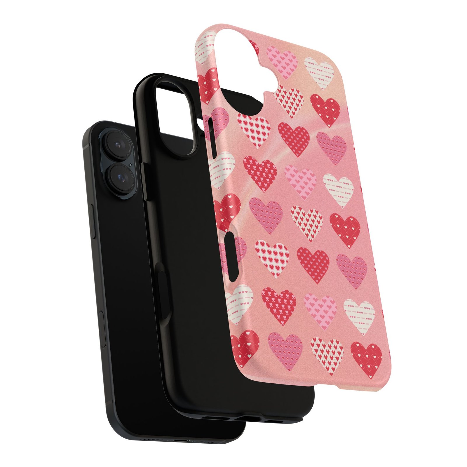 Pink Patterned Hearts phone case | Valentine Heart Phone Case - Image 203