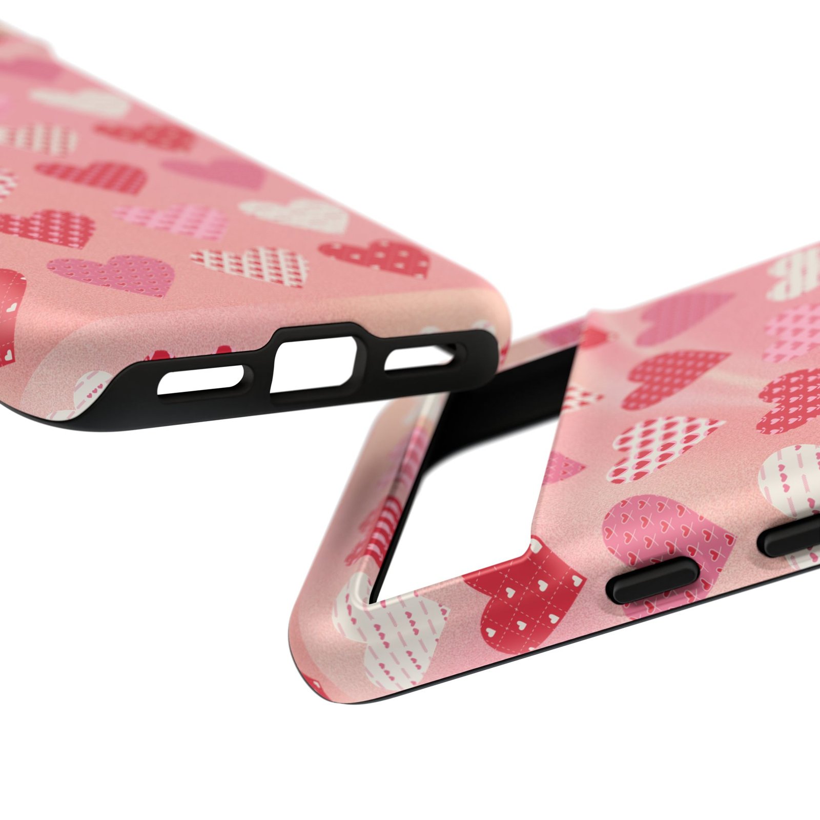 Pink Patterned Hearts phone case | Valentine Heart Phone Case - Image 187