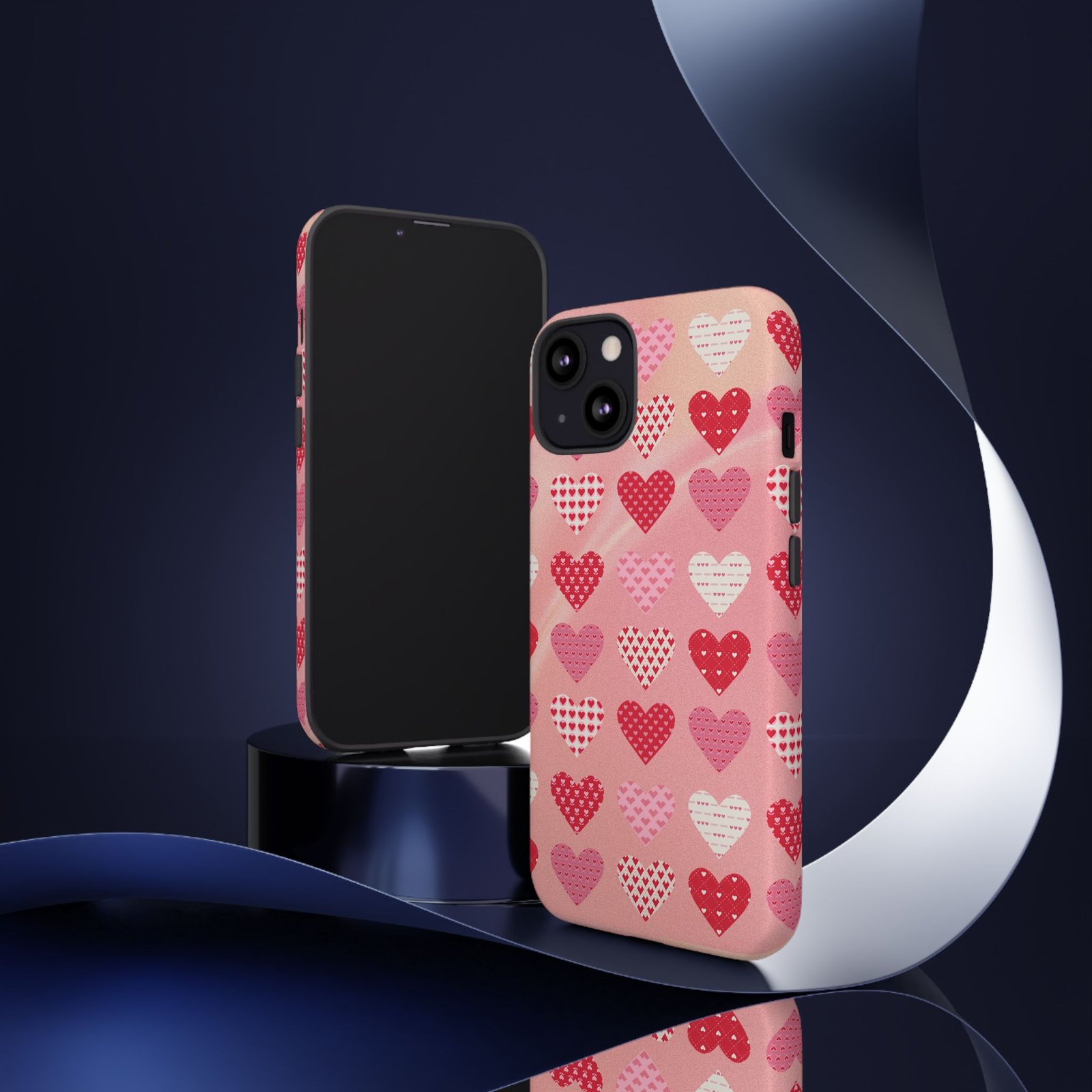 Pink Patterned Hearts phone case | Valentine Heart Phone Case - Image 12