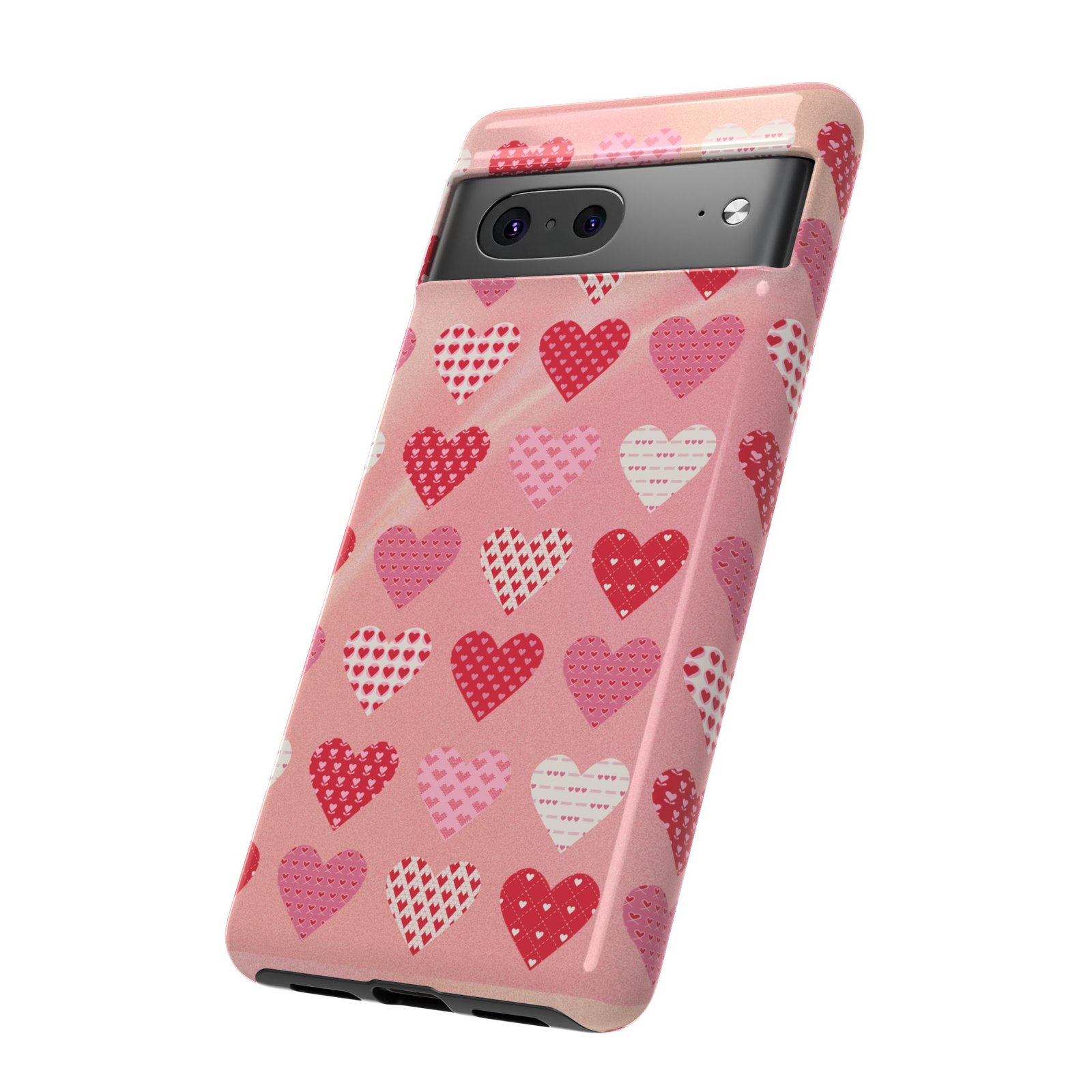 Pink Patterned Hearts phone case | Valentine Heart Phone Case - Image 110