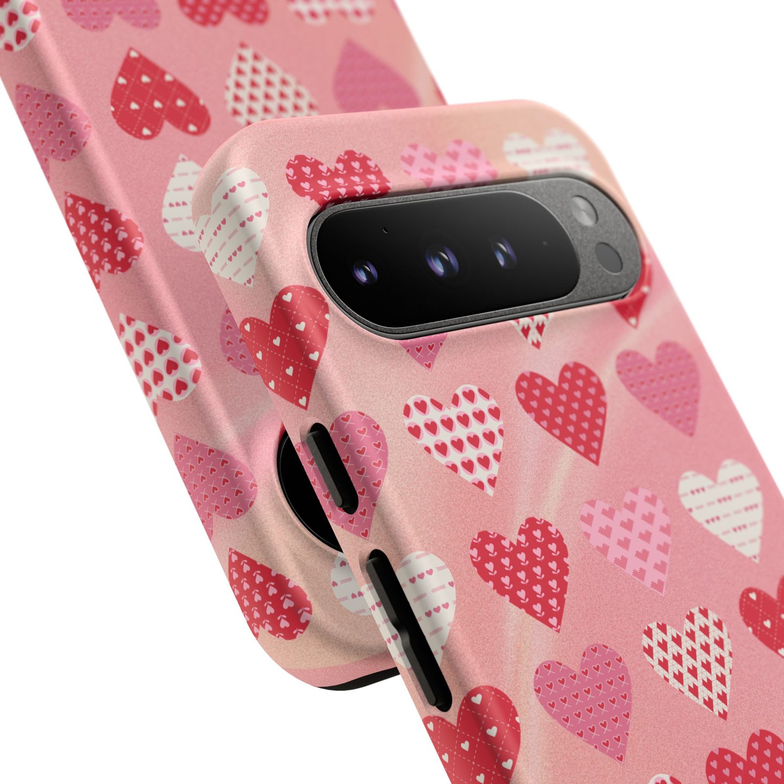 Pink Patterned Hearts phone case | Valentine Heart Phone Case - Image 237